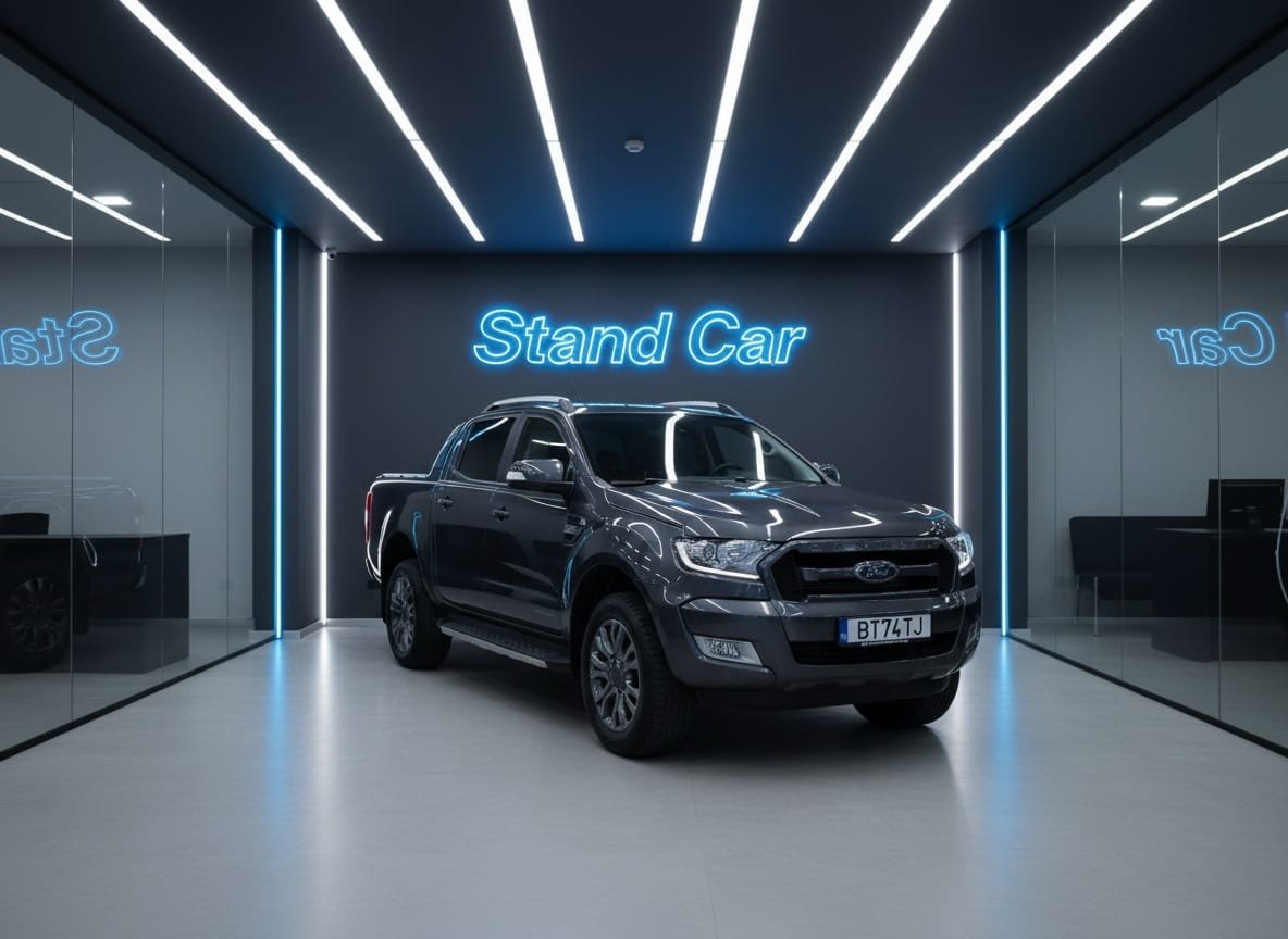Stand Car Blue Showroom